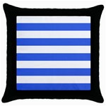 Horizontal Stripes - White and Royal Blue Throw Pillow Case (Black)