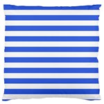 Horizontal Stripes - White and Royal Blue Large Cushion Case (One Side)