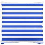 Horizontal Stripes - White and Royal Blue Large Flano Cushion Case (Two Sides)