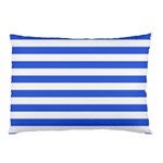 Horizontal Stripes - White and Royal Blue Pillow Case (One Side)