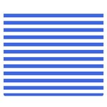 Horizontal Stripes - White and Royal Blue Double Sided Flano Blanket (Small)