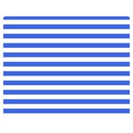 Horizontal Stripes - White and Royal Blue Double Sided Flano Blanket (Medium)
