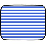 Horizontal Stripes - White and Royal Blue Fleece Blanket (Mini)