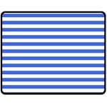 Horizontal Stripes - White and Royal Blue Double Sided Fleece Blanket (Medium) (Two Sides)
