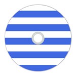 Horizontal Stripes - White and Royal Blue CD Wall Clock
