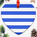 Horizontal Stripes - White and Royal Blue Ornament (Heart)