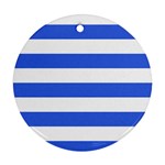 Horizontal Stripes - White and Royal Blue Ornament (Round)