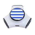 Horizontal Stripes - White and Royal Blue Portable USB Hub (One Side)
