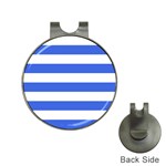Horizontal Stripes - White and Royal Blue Golf Ball Marker Hat Clip
