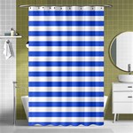 Horizontal Stripes - White and Royal Blue Shower Curtain 48  x 72  (Small)
