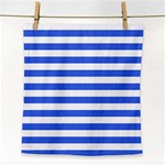 Horizontal Stripes - White and Royal Blue Face Towel