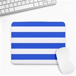 Horizontal Stripes - White and Royal Blue Small Mousepad