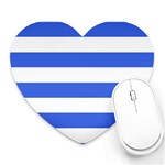 Horizontal Stripes - White and Royal Blue Heart Mousepad