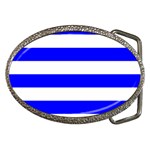 Horizontal Stripes - White and Blue Belt Buckle