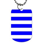 Horizontal Stripes - White and Blue Dog Tag (One Side)
