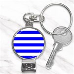 Horizontal Stripes - White and Blue Nail Clippers Key Chain