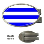 Horizontal Stripes - White and Blue Money Clip (Oval)