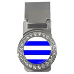 Horizontal Stripes - White and Blue Money Clip (CZ)