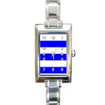 Horizontal Stripes - White and Blue Rectangle Italian Charm Watch