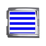 Horizontal Stripes - White and Blue Mega Link Italian Charm (18mm)