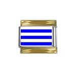 Horizontal Stripes - White and Blue Gold Trim Italian Charm (9mm)