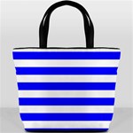 Horizontal Stripes - White and Blue Bucket Bag