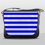 Horizontal Stripes - White and Blue Messenger Bag