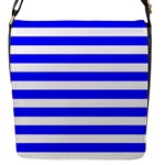 Horizontal Stripes - White and Blue Flap Closure Messenger Bag (S)