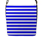 Horizontal Stripes - White and Blue Flap Closure Messenger Bag (L)