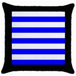 Horizontal Stripes - White and Blue Throw Pillow Case (Black)