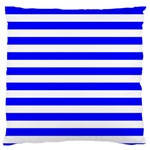 Horizontal Stripes - White and Blue Large Cushion Case (Two Sides)