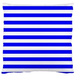 Horizontal Stripes - White and Blue Large Flano Cushion Case (Two Sides)