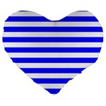 Horizontal Stripes - White and Blue Large 19  Premium Heart Shape Cushion