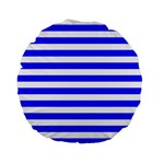 Horizontal Stripes - White and Blue Standard 15  Premium Flano Round Cushion
