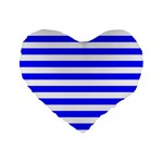 Horizontal Stripes - White and Blue Standard 16  Premium Flano Heart Shape Cushion