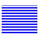 Horizontal Stripes - White and Blue Double Sided Flano Blanket (Large)