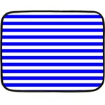 Horizontal Stripes - White and Blue Fleece Blanket (Mini)