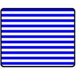 Horizontal Stripes - White and Blue Fleece Blanket (Medium) (One Side)