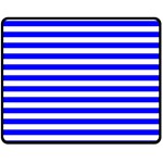 Horizontal Stripes - White and Blue Double Sided Fleece Blanket (Medium) (Two Sides)