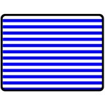 Horizontal Stripes - White and Blue Double Sided Fleece Blanket (Large) (Two Sides)