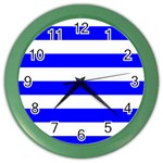 Horizontal Stripes - White and Blue Color Wall Clock