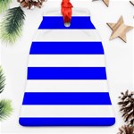 Horizontal Stripes - White and Blue Bell Ornament (Two Sides)