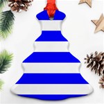 Horizontal Stripes - White and Blue Ornament (Christmas Tree)