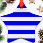 Horizontal Stripes - White and Blue Star Ornament (Two Sides)
