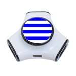 Horizontal Stripes - White and Blue Portable USB Hub (One Side)