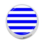 Horizontal Stripes - White and Blue 4-Port USB Hub (Two Sides)