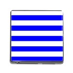 Horizontal Stripes - White and Blue Memory Card Reader (Square)