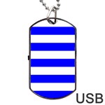Horizontal Stripes - White and Blue Dog Tag USB Flash (One Side)