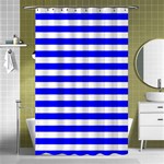Horizontal Stripes - White and Blue Shower Curtain 48  x 72  (Small)