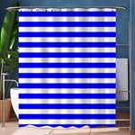 Horizontal Stripes - White and Blue Shower Curtain 60  x 72  (Medium)